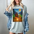 Bigfoot And Alien Reading Books Campfire Halloween Women's Comfort Colors T-Shirt Denim