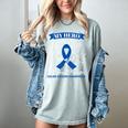 Blue Ribbon In Memory Of My Sister Colon Cancer Awareness Women's Comfort Colors T-Shirt Denim