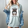 Book Lover What Happens At Book Club Stays Messy Bun Girls Women's Comfort Colors T-Shirt Denim