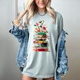 Book Stack With Flowers Reading Lover Bookish Women's Comfort Colors T-Shirt Denim