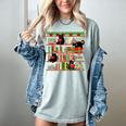 Christmas Cat Santa Bookshelves Book Lover Reader Women's Comfort Colors T-Shirt Denim