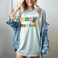 All The-Cool Kids Are Reading Teacher Book Lover Librarian Premium Women's Comfort Colors T-Shirt Denim