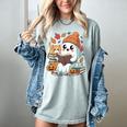 Cute Cozy Ghost Reading With Cat Book Lover Autumn Fall Women's Comfort Colors T-Shirt Denim