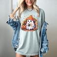Cute Ghost Drinking Coffee Halloween Reading Book Retro Women's Comfort Colors T-Shirt Denim Cute Ghost Drinking Coffee Halloween Reading Book Retro Women's Comfort Colors T-Shirt Denim
