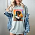 Educated Afro Girl Reading Book Lover History Month Women's Comfort Colors T-Shirt Denim