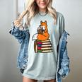 Fox Books Read Reading Librarian America Men Women Kids Women's Comfort Colors T-Shirt Denim