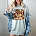 Fox Reads By Fireplace In Cabin Rustic Book Cozy Cup Tea Women's Comfort Colors T-Shirt Denim