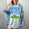 Frutiger Aero Aesthetic Tech Cherry Blossom Fishes Bubbles Raglan Baseball Tee Women's Comfort Colors T-Shirt Denim