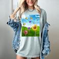 Frutiger Aero Aesthetic Tech Scenery Fishes Sunflower Women's Comfort Colors T-Shirt Denim Frutiger Aero Aesthetic Tech Scenery Fishes Sunflower Women's Comfort Colors T-Shirt Denim