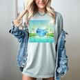 Frutiger Aero Y2k Aesthetic Palm Trees Cyber Beach World Women's Comfort Colors T-Shirt Denim Frutiger Aero Y2k Aesthetic Palm Trees Cyber Beach World Women's Comfort Colors T-Shirt Denim