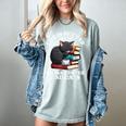 Life Is Better With Books Cats & Coffee Librarian Book Lover Women's Comfort Colors T-Shirt Denim
