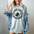 Love God Drink Coffee Read Books Christian Book Lover Women's Comfort Colors T-Shirt Denim