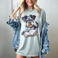 Nerdy Schnauzer Dog Book Lover Glasses Cute Pet For Men Women Kids Women's Comfort Colors T-Shirt Denim