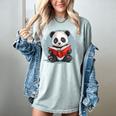 Panda With Book For Reading Enthusiasts Women's Comfort Colors T-Shirt Denim Panda With Book For Reading Enthusiasts Women's Comfort Colors T-Shirt Denim