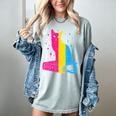 Pansexual Pride Celestial Cat Sitting Book LGBTQ Pan Colors Men Women Women's Comfort Colors T-Shirt Denim