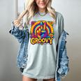 Peace Sign Groovy Vibes Costume Nostalgia Tie Dye Fashion Women's Comfort Colors T-Shirt Denim