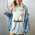 Reading Books Bibliophile Hooray It's Library Day Women's Comfort Colors T-Shirt Denim