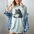 Reading Cat Cat Book Lover Women's Comfort Colors T-Shirt Denim