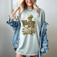Skeleton Book Floral Skull Halloween Teacher Costume Women's Comfort Colors T-Shirt Denim