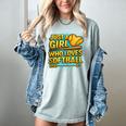 Softball Just A Girl Comic Book Style Graphic For Teens Women's Comfort Colors T-Shirt Denim Softball Just A Girl Comic Book Style Graphic For Teens Women's Comfort Colors T-Shirt Denim