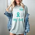 Teal In Memory Of My Aunt Ovary Ovarian Cancer Teal Ribbon Women's Comfort Colors T-Shirt Denim