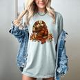 Turkey Reading Books Fall Season Thanksgiving Teacher Book Women's Comfort Colors T-Shirt Denim