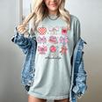 Valentine Teacher Cute Bows Apple Globe Pencil Books Art Women's Comfort Colors T-Shirt Denim