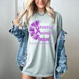 I Wear Purple In Memory Of My Mom Pancreatic Cancer Ribbon Women's Comfort Colors T-Shirt Denim I Wear Purple In Memory Of My Mom Pancreatic Cancer Ribbon Women's Comfort Colors T-Shirt Denim