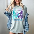 I Wear Teal And Purple In Memory Of My Brother Women's Comfort Colors T-Shirt Denim I Wear Teal And Purple In Memory Of My Brother Women's Comfort Colors T-Shirt Denim