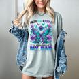 I Wear Teal Purple In Memory Of My Dad Suicide Awareness Women's Comfort Colors T-Shirt Denim