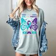 I Wear Teal And Purple In Memory Of My Dad Women's Comfort Colors T-Shirt Denim