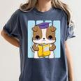 Bulldog Anime Pup Graduation Women's Comfort Colors T-Shirt Denim