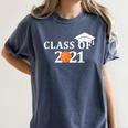 Class Of 2021 Graduation Him Her Basketball Pullover Women's Comfort Colors T-Shirt Denim