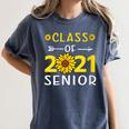 Class Of 2021 Senior Graduation Sunflower Women's Comfort Colors T-Shirt Denim