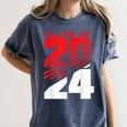 Class Of 2024 High School Senior Graduation Red Sports Style Women's Comfort Colors T-Shirt Denim