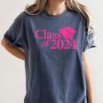 Class Of 2024 Pink For Girls And Women Graduation Women's Comfort Colors T-Shirt Denim