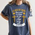 Class Of 2025 Senior Graduation Cross Quote Faith In God Women's Comfort Colors T-Shirt Denim