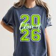 Class Of 2026 Graduation Varsity Lime Green Letters Women's Comfort Colors T-Shirt Denim