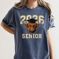 Class Of 2026 Highland Cow Senior Graduation School Pride Women's Comfort Colors T-Shirt Denim