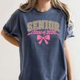 Class Of 2026 Pink Coquette Bow Senior Graduation Women's Comfort Colors T-Shirt Denim