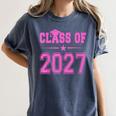 Class Of 2027 Pink Girls Shirt Graduation Women's Comfort Colors T-Shirt Denim