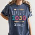 Class Of 2030 Grow With Me 2nd Grade Graduation Women's Comfort Colors T-Shirt Denim
