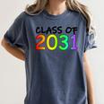 Class Of 2031 Pre-K -12th Grade Hand Prints Space Graduation Women's Comfort Colors T-Shirt Denim