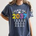 Class Of 2037 Grow With Me Checklist Graduation Women's Comfort Colors T-Shirt Denim