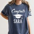 Congrats Sara College High School Graduation Women's Comfort Colors T-Shirt Denim