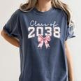 Coquette Bow Preppy Class Of 2038 Girly Girl 2038 Graduation Women's Comfort Colors T-Shirt Denim