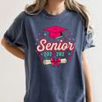 Coquette Pink Bow Senior 2026 2027 Graduation Women's Comfort Colors T-Shirt Denim