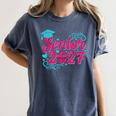 Coquette Pink Bow Senior 2027 Class Of Graduation Women's Comfort Colors T-Shirt Denim