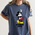 Disney Mickey Mouse Peace Out Totally Retro Graduation Women's Comfort Colors T-Shirt Denim