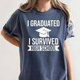 I Graduated I Survived High School Graduation Women's Comfort Colors T-Shirt Denim